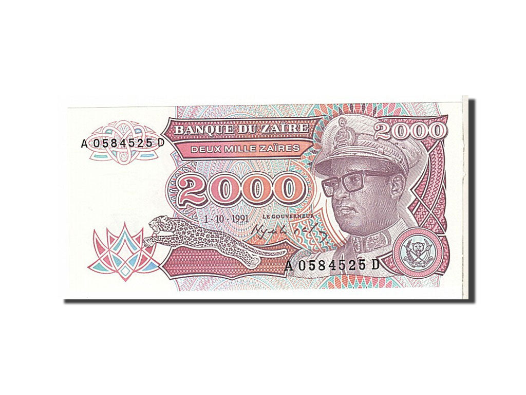 Banknote, Zaire, 2000 Zaïres, 1991, KM:36a, UNC(65-70)