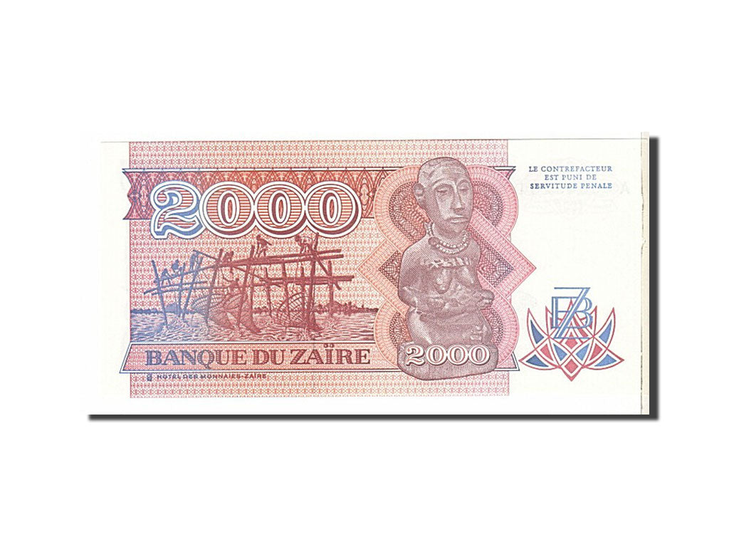 Banknote, Zaire, 2000 Zaïres, 1991, KM:36a, UNC(65-70)
