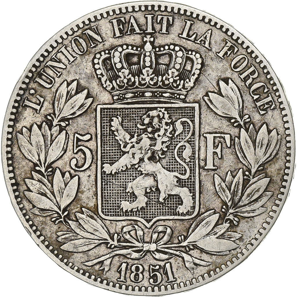 Monnaie, Belgique, Leopold I, 5 Francs, 5 Frank, 1851, Bruxelles, TB+, Argent