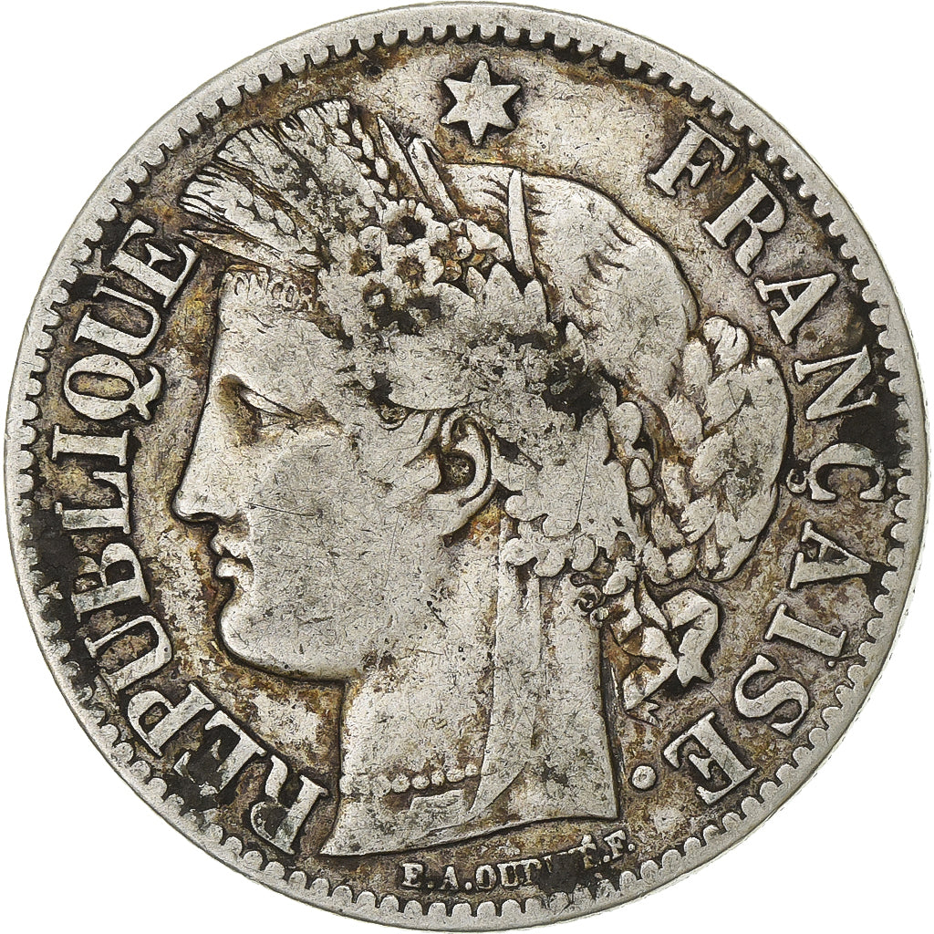 Moneda, Francia, Cérès, 2 Francs, 1881, Paris, BC+, Plata, KM:817.1