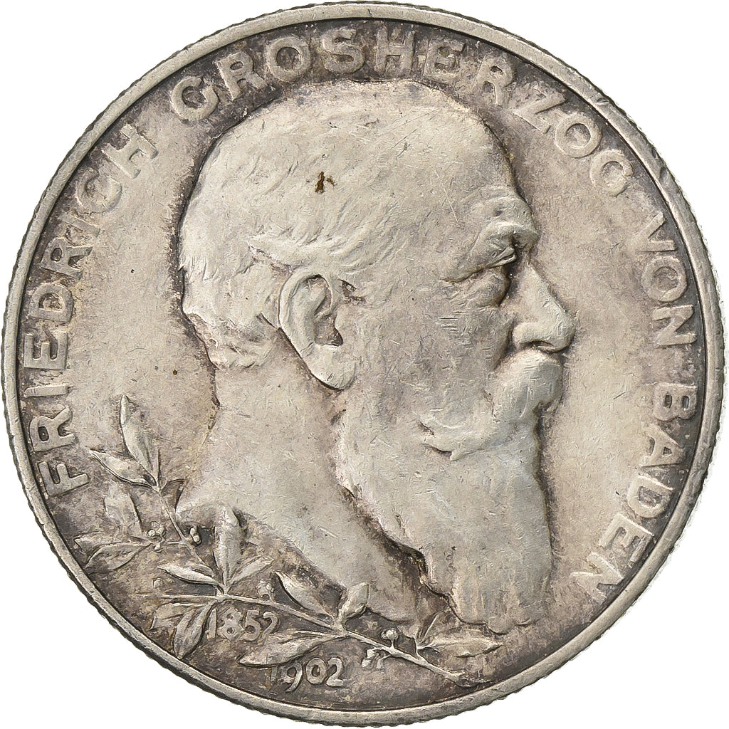 Coin, German States, BADEN, Friedrich I, 2 Mark, 1902, Stuttgart, AU(50-53)