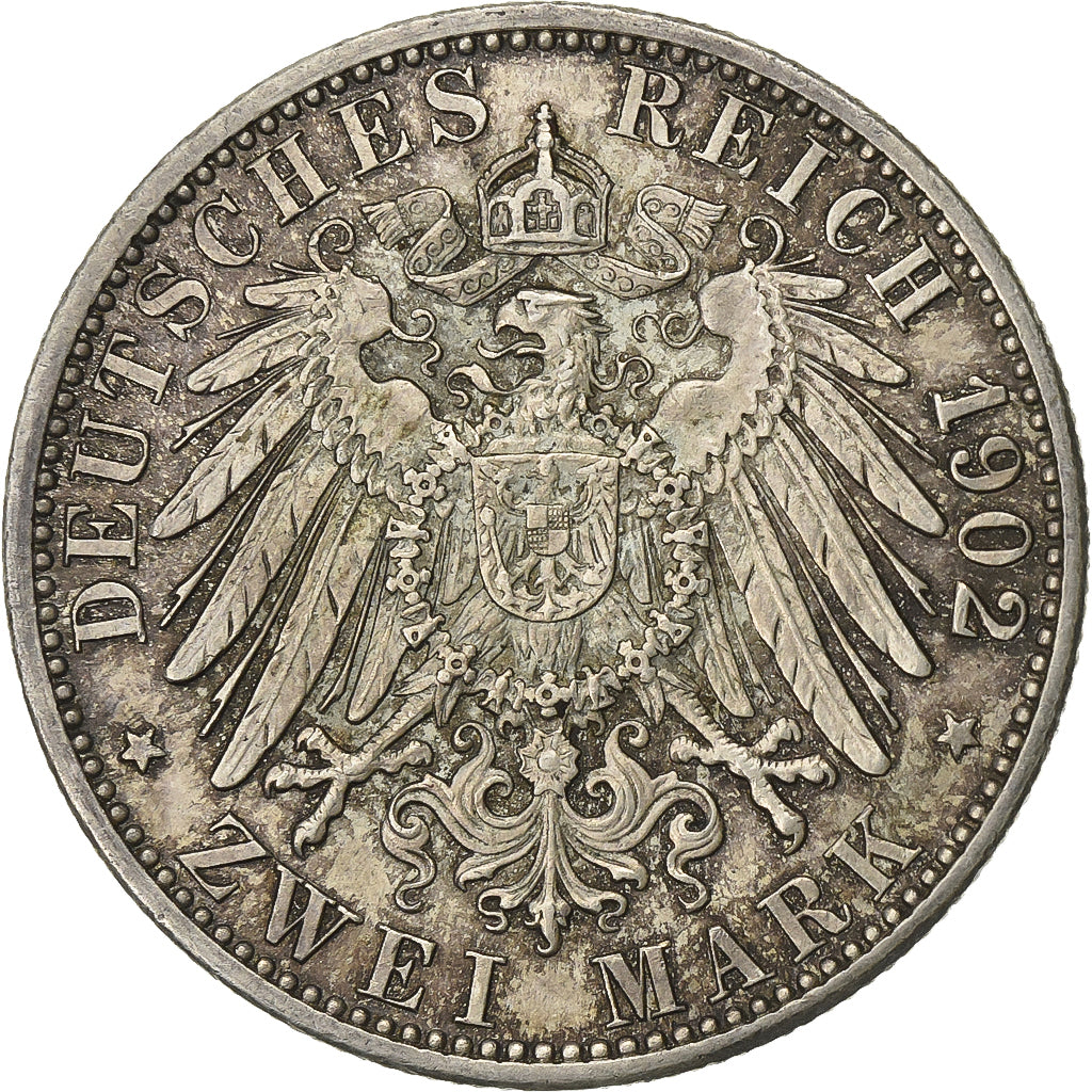 Coin, German States, BADEN, Friedrich I, 2 Mark, 1902, Stuttgart, AU(50-53)