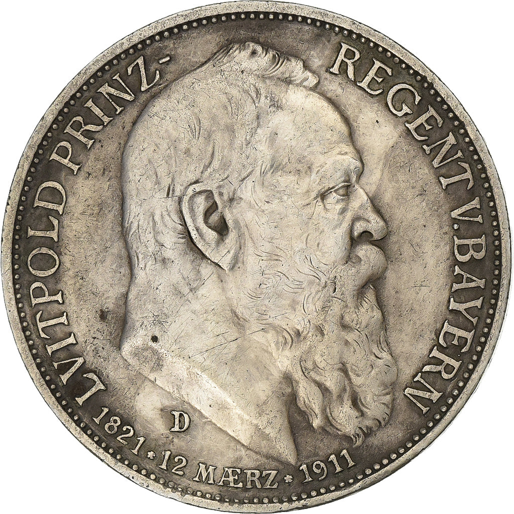 Germania, Kingdom of Bavaria, Otto, 3 Mark, 1911, Munich, Argento, BB, KM:998