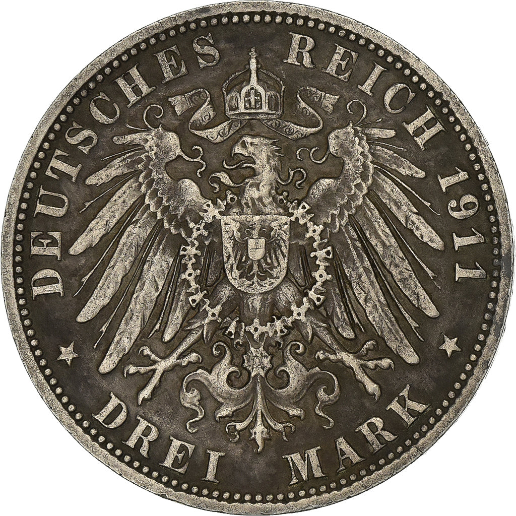 Germania, Kingdom of Bavaria, Otto, 3 Mark, 1911, Munich, Argento, BB, KM:998
