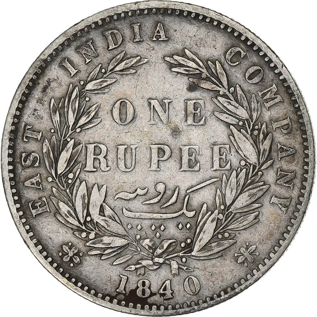 INDIA-BRITISH, Victoria, Rupee, 1840, Calcutta, EF(40-45), Silver, KM:457.1