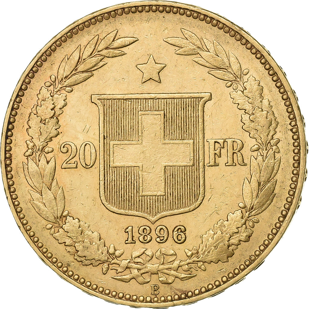 Suiza, 20 Francs, 1896, Bern, Oro, MBC, KM:31