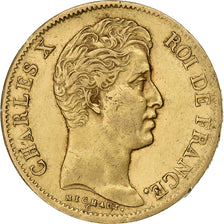 Moneta, Francja, Charles X, 40 Francs, 1830, Paris, AU(50-53), Złoto, KM:721.1