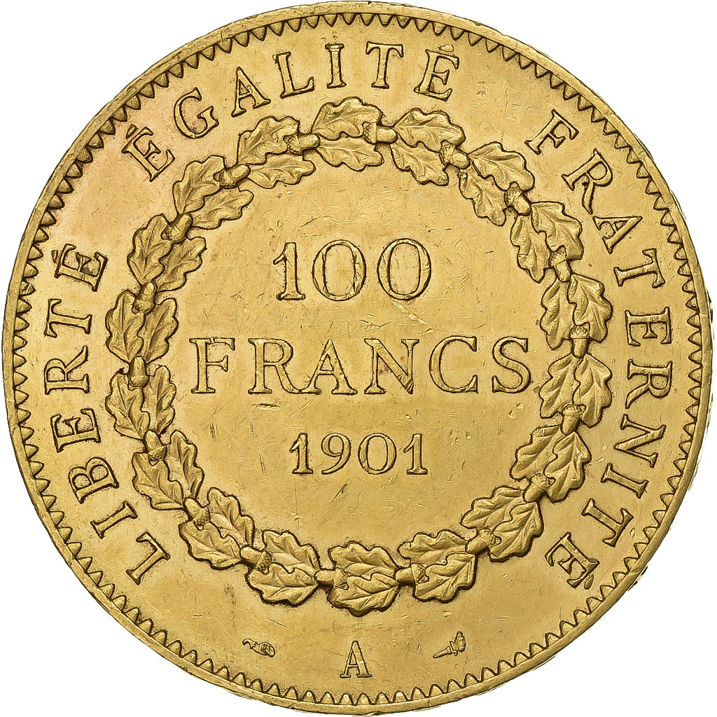 Moeda, França, Génie, 100 Francs, 1901, Paris, AU(50-53), Dourado, KM:832