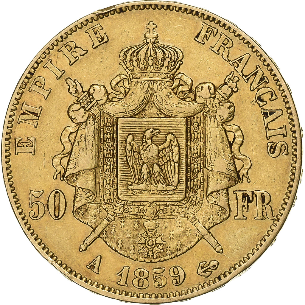 Frankreich, Napoleon III, 50 Francs, 1859, Paris, Gold, SS+, Gadoury:1111