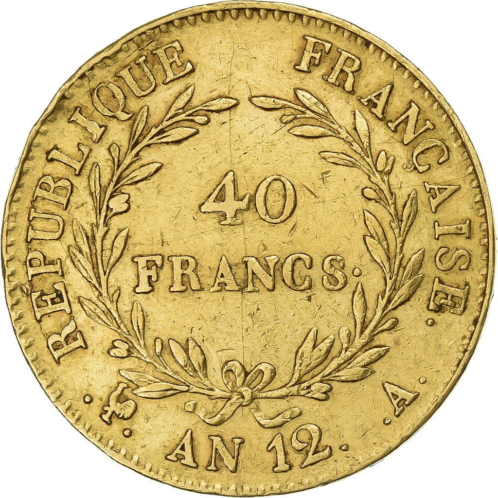 France, 40 Francs, Napoléon I, An 12 (1804), Paris, Or, TTB+, KM:652