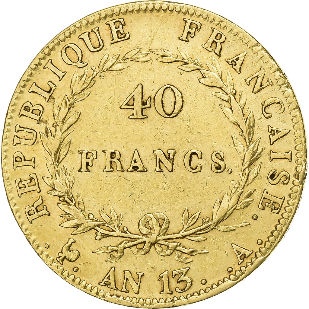 Frankreich, Napoleon I, 40 Francs, AN 13, Paris, Gold, SS, Gadoury:1081, KM:664