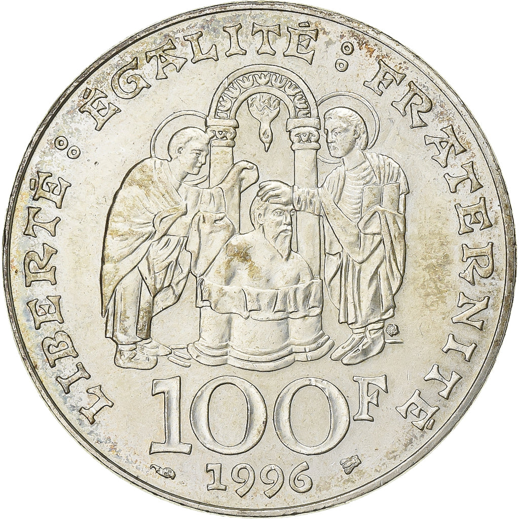 France, Clovis, 100 Francs, 1996, AU(55-58), Silver, KM:1180, Gadoury:953