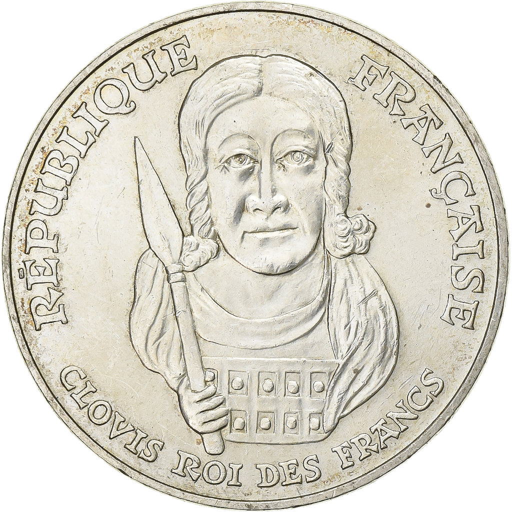 France, Clovis, 100 Francs, 1996, AU(55-58), Silver, KM:1180, Gadoury:953