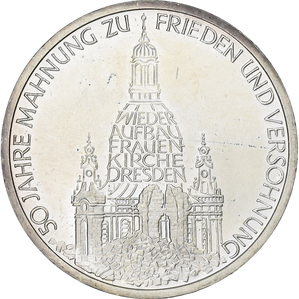 GERMANY - FEDERAL REPUBLIC, 10 Mark, 1995, Hamburg, KM #185, MS(65-70), Silver,.