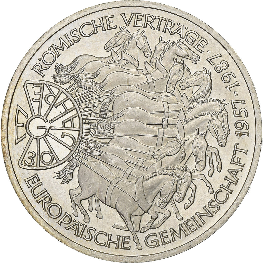 Coin, GERMANY - FEDERAL REPUBLIC, 10 Mark, 1987, Karlsruhe, Germany, AU(55-58)