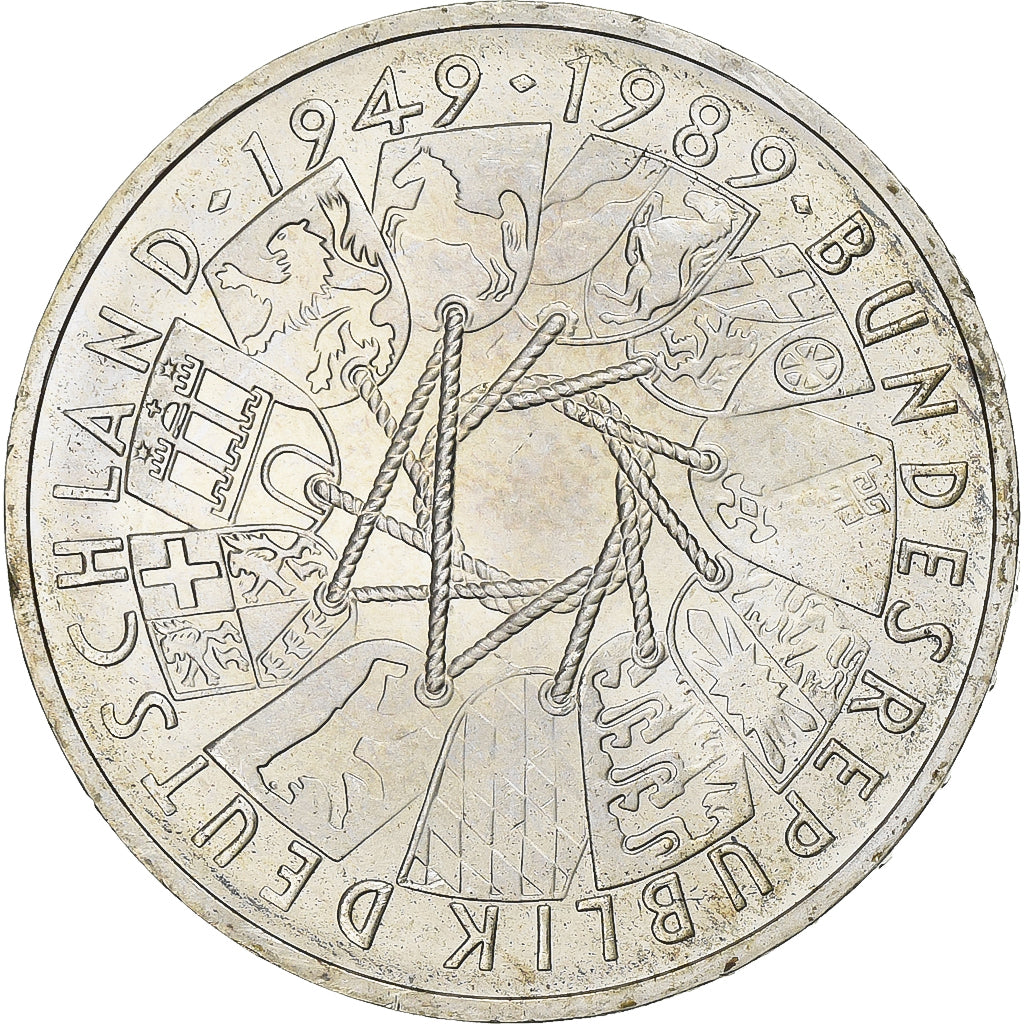 Federal Republic of Germany, 10 Mark, 1989, Karlsruhe, Silver, MS(63), KM:173