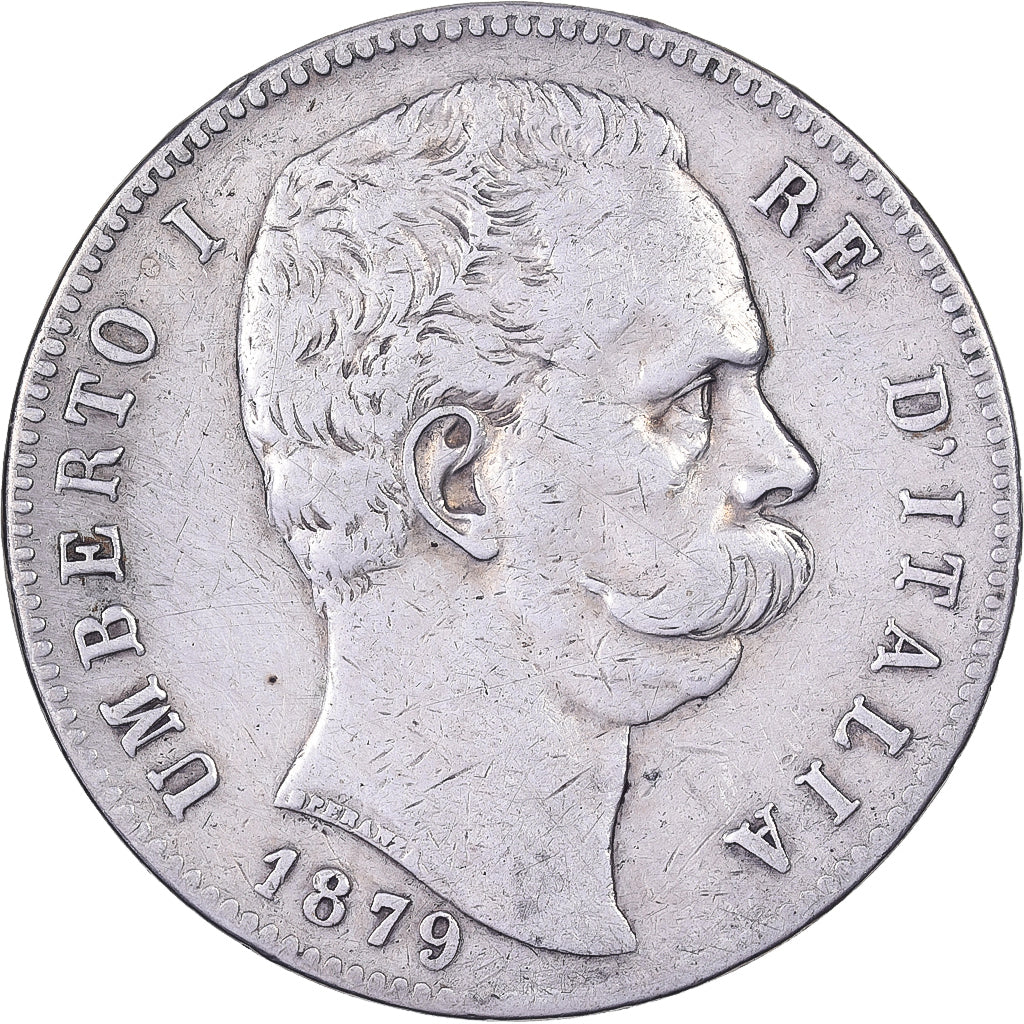 Italie, Umberto I, 5 Lire, 1879, Rome, Argent, TB+, KM:20