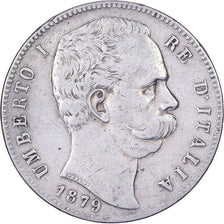 Italy, Umberto I, 5 Lire, 1879, Rome, Silver, VF(30-35), KM:20