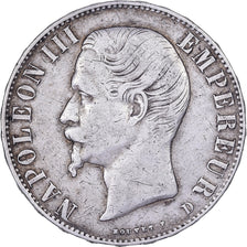 França, Napoleon III, 5 Francs, 1856, Lyon, Prata, VF(30-35), Gadoury:734