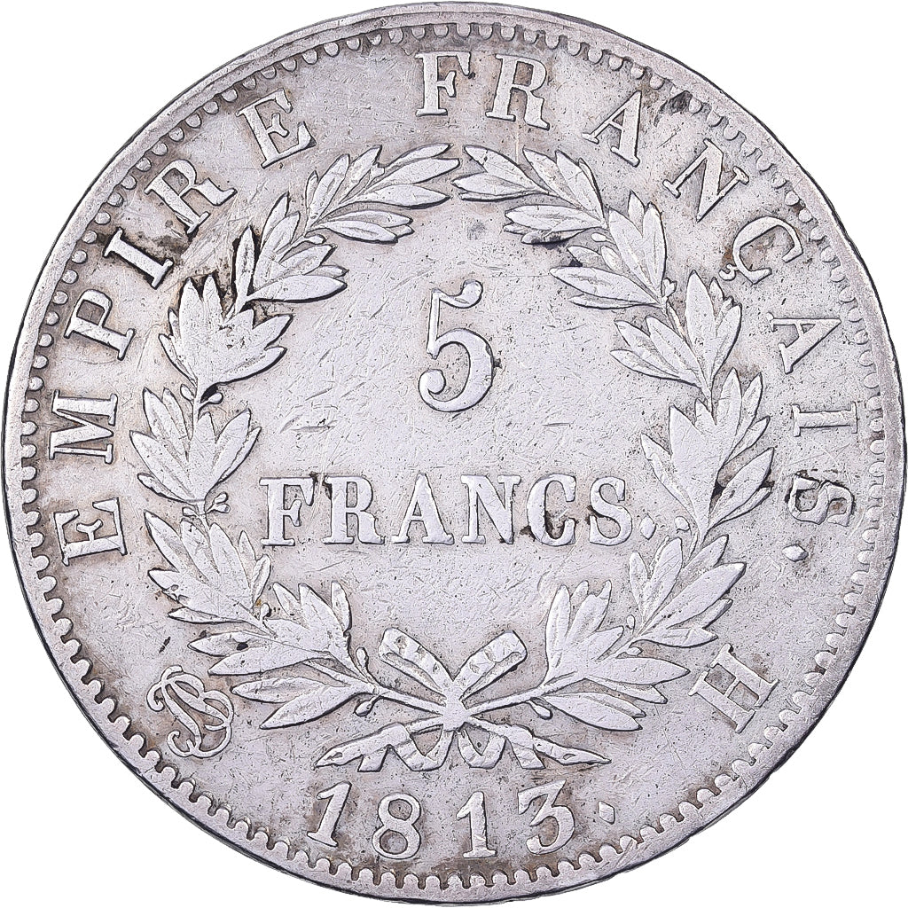 FRANCE, Napoléon I, 5 Francs, 1813, La Rochelle, KM #694.6, EF(40-45), Silver, G
