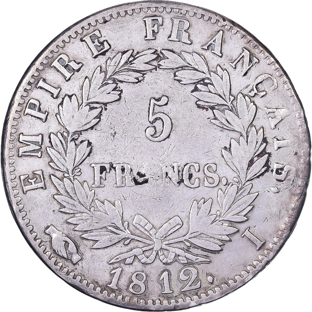 Moneta, Francia, Napoléon I, 5 Francs, 1812, Limoges, BB, Argento, KM:694.7
