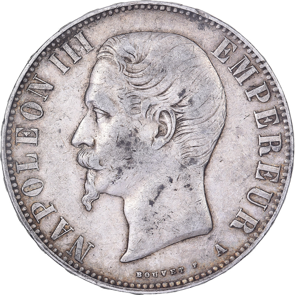 Frankreich, Napoleon III, 5 Francs, 1855, Paris, Silber, S+, Gadoury:734