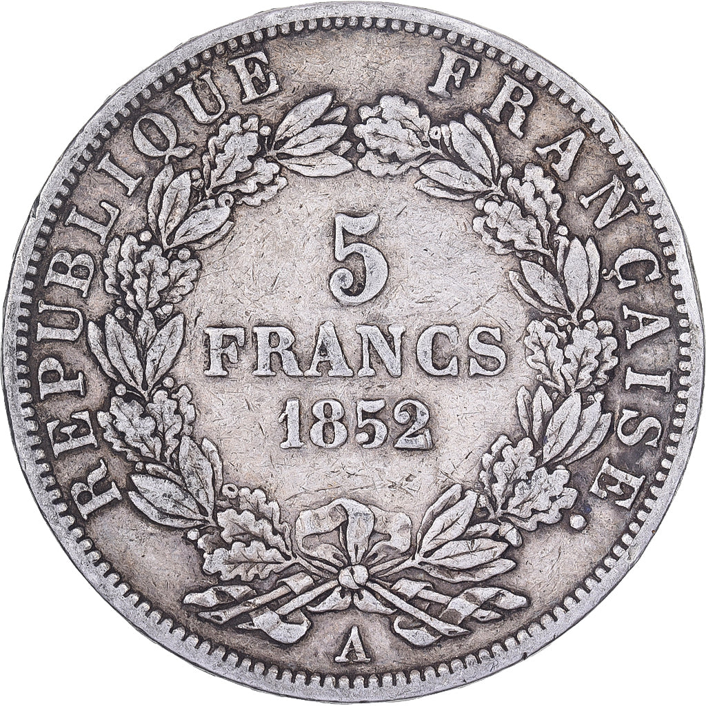 France, Napoléon III, 5 Francs, 1852, Paris, TB+, Argent, KM:773.1, Gadoury:726