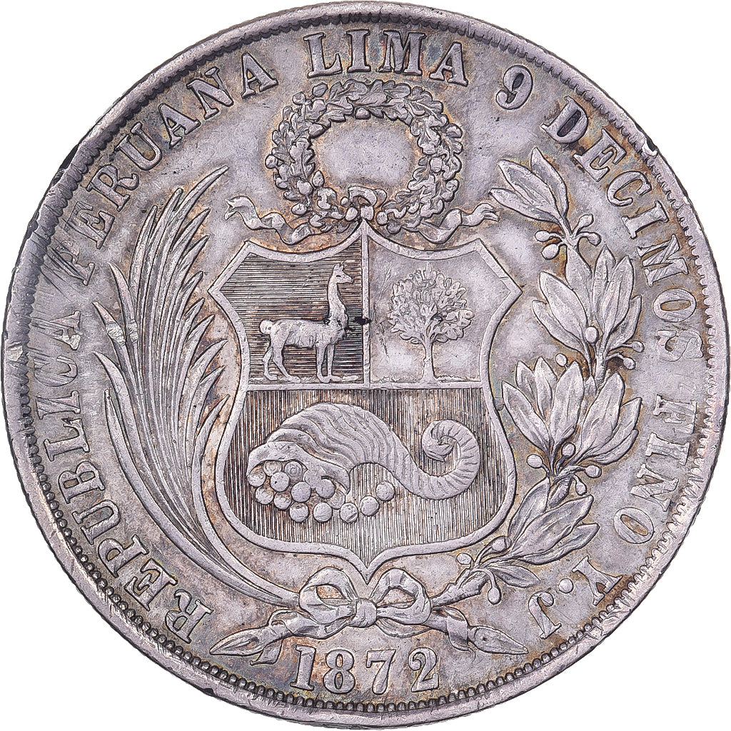 Perù, SOUTH PERU, Sol, 1872, Lima, BB, Argento, KM:196.3