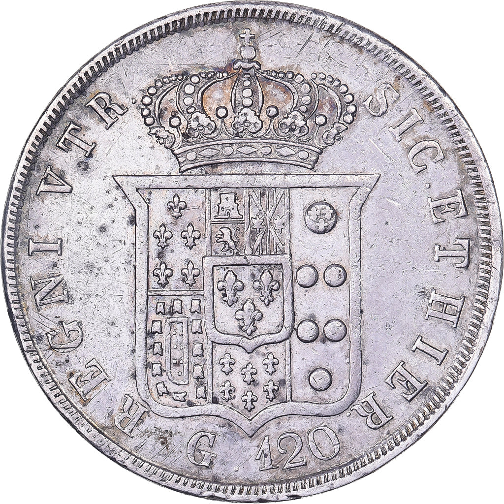 Italian States, NAPLES, Ferdinando II, 120 Grana, 1842, Silver, VF(30-35)