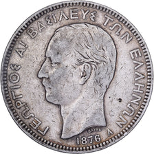 Greece, George I, 5 Drachmai, 1876, Paris, Silver, VF(30-35), KM:46