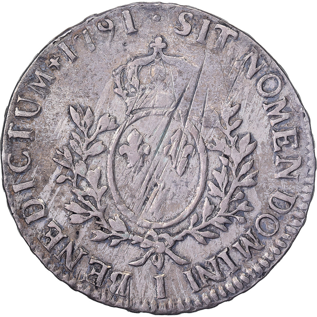 Francja, Louis XVI, Ecu, Écu aux branches d'olivier, 1791, Limoges, Srebro