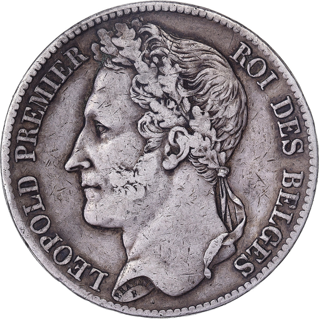 België, Leopold I, 5 Francs, 1833, Brussels, Tranche A, Zilver, ZF, KM:3.1