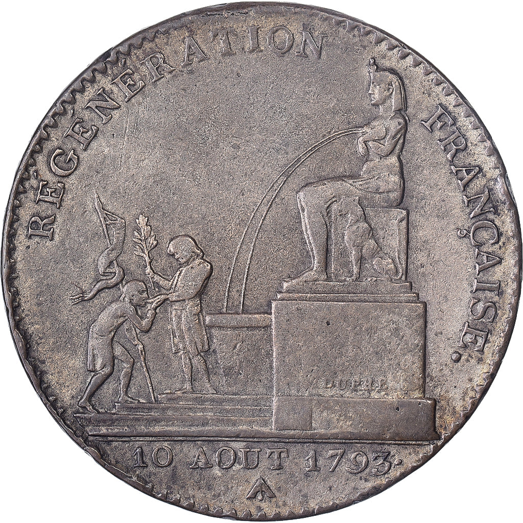 Francia, Convention, 5 Décimes, 1793 / An 2, Paris, Bronzo, MB+, Gadoury:390