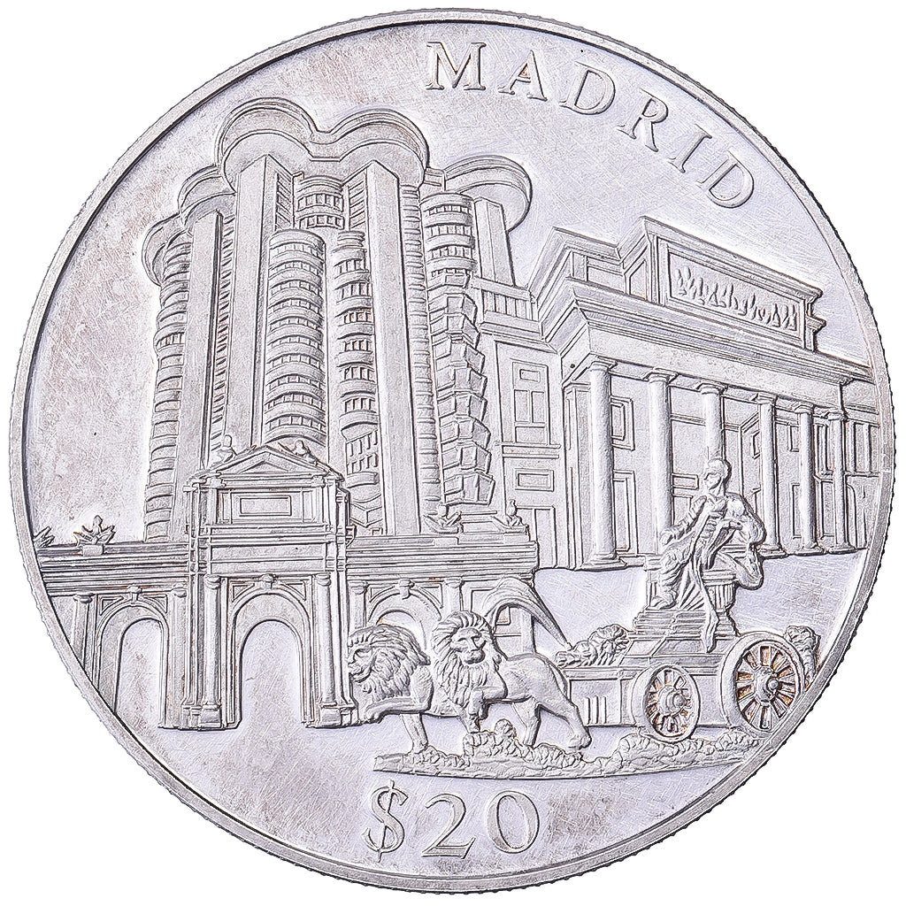 Liberia, 20 Dollars, 2000, Madrid, Silver, AU(55-58)