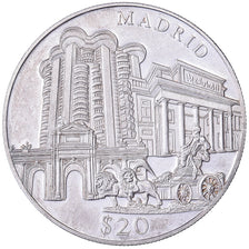 Liberia, 20 Dollars, 2000, Madrid, Silver, AU(55-58)