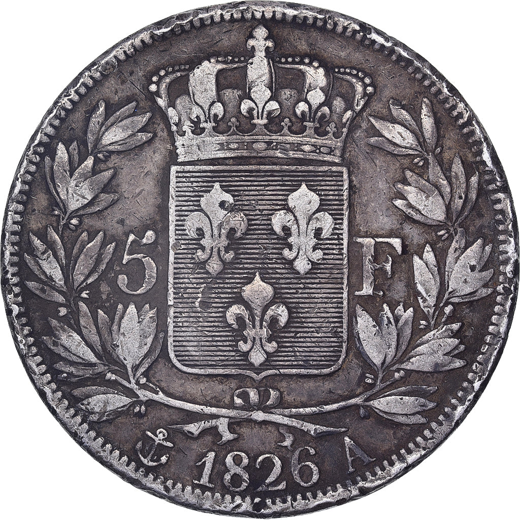 Münze, Frankreich, Charles X, 5 Francs, 1826, Paris, S, Silber, KM:720.1