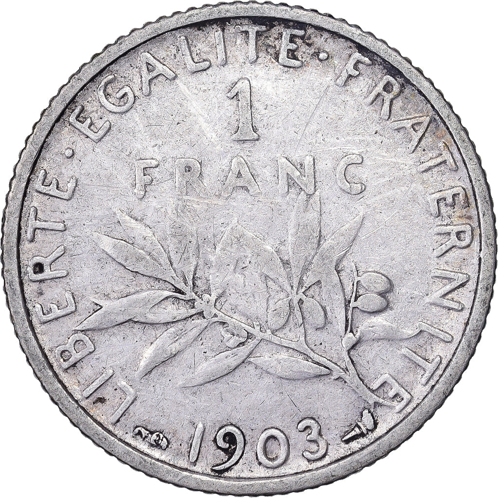 Munten, Frankrijk, Semeuse, Franc, 1903, FR, Zilver, KM:844.1, Gadoury:467