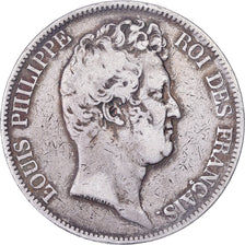France, 5 Francs, Louis-Philippe, 1830, Paris, Sans le I, Silver, VF(20-25)