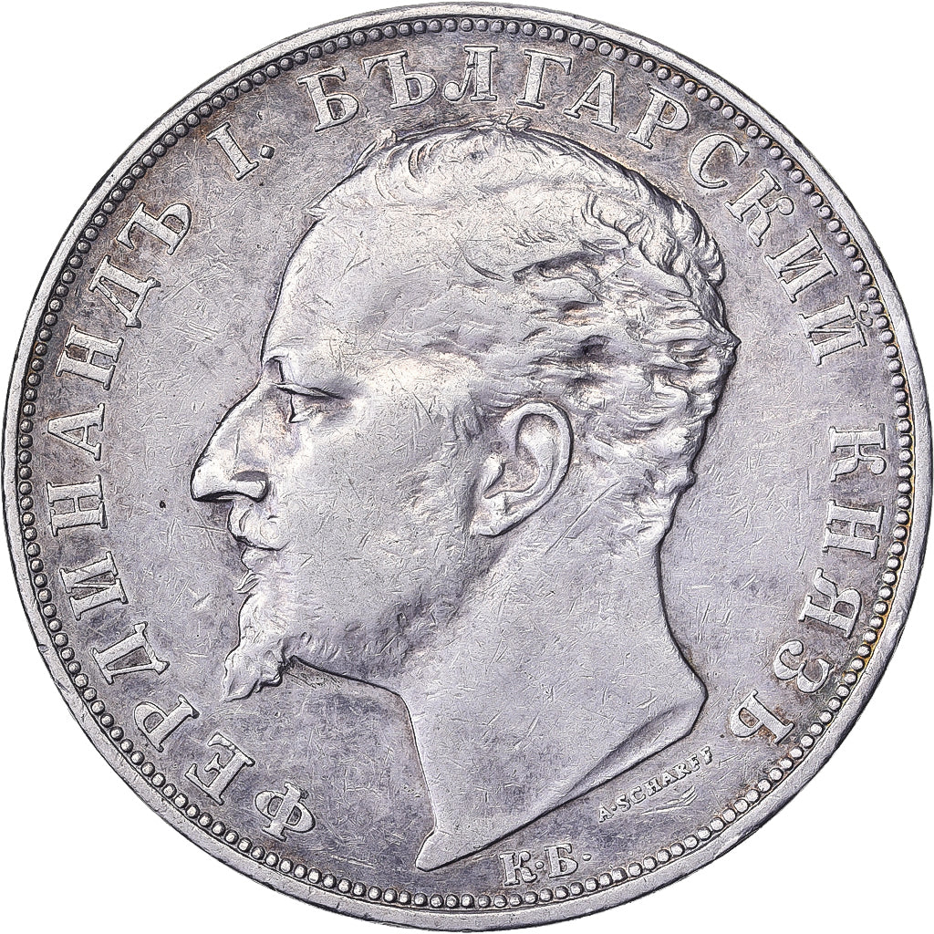 Bulgaria, Ferdinand I, 5 Leva, 1894, Kormoczbanya, Hungary, EF(40-45), Silver...