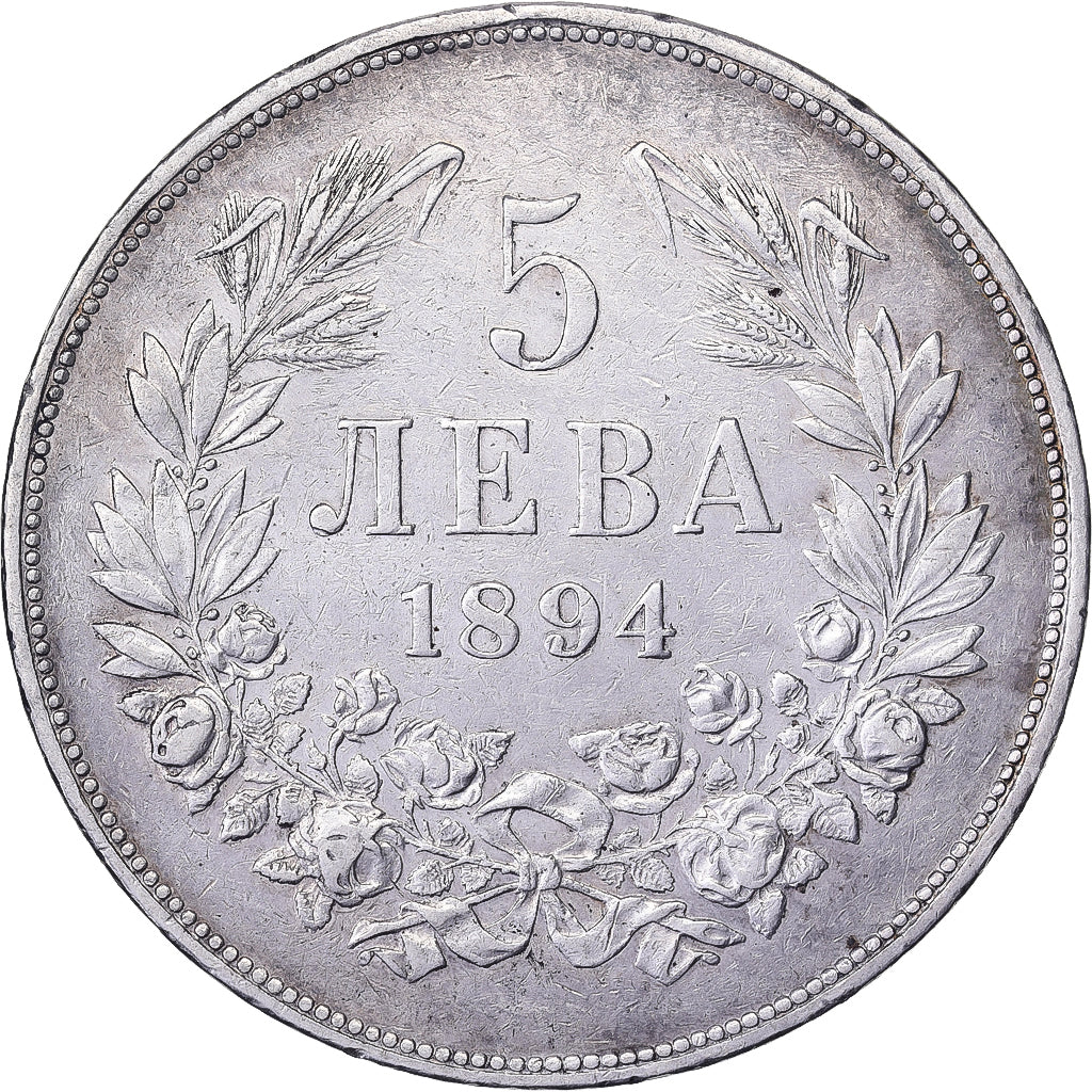 Bulgaria, Ferdinand I, 5 Leva, 1894, Kormoczbanya, Hungary, EF(40-45), Silver...