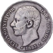 Spain, Alfonso XII, 5 Pesetas, 1883, Madrid, Silver, AU(50-53), KM:688