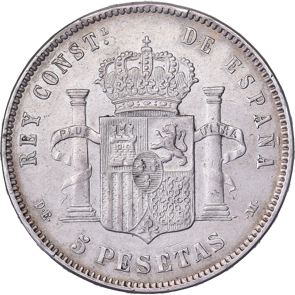Spain, Alfonso XII, 5 Pesetas, 1877, Madrid, Silver, EF(40-45), KM:676