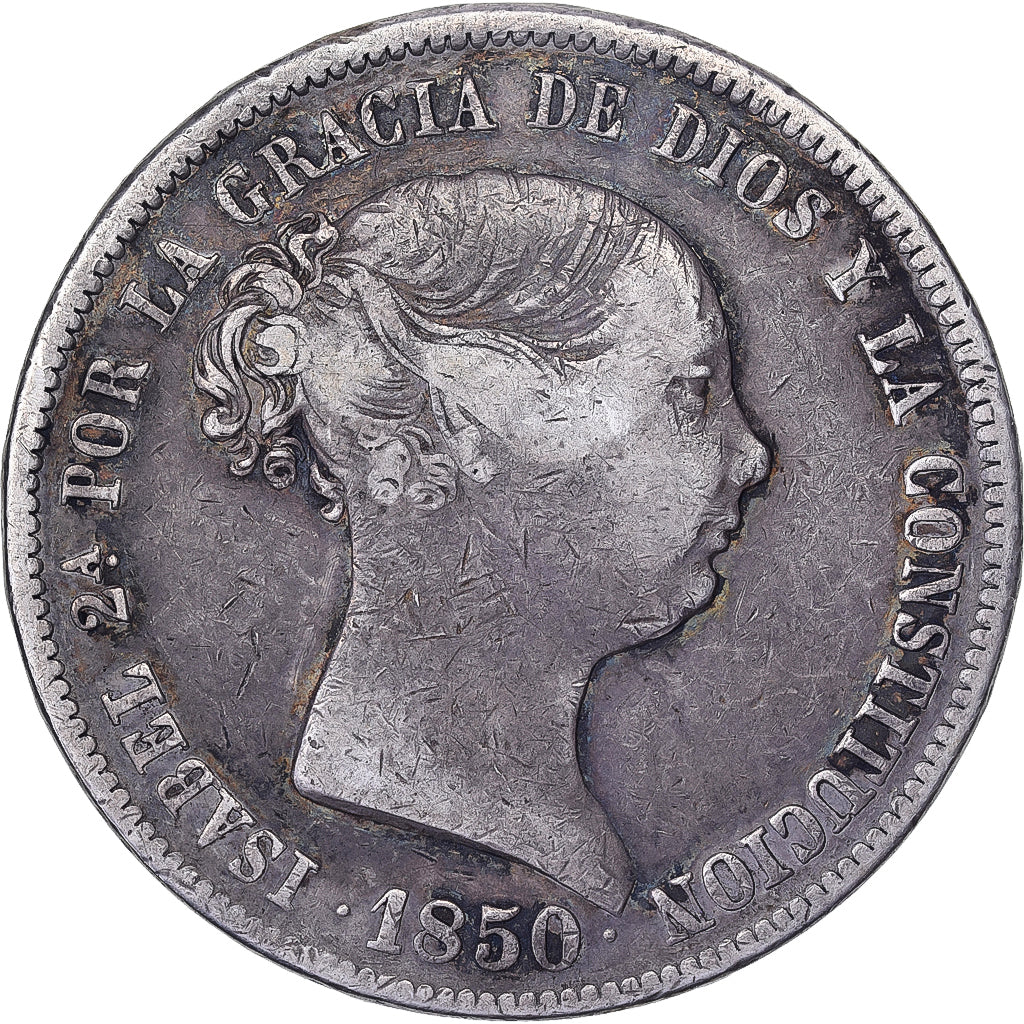 Spain, Isabel II, 20 Réales, 1850, Madrid, Silver, VF(30-35)