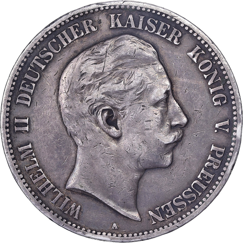 États allemands, PRUSSIA, Wilhelm II, 5 Mark, 1904, Berlin, Argent, TTB+