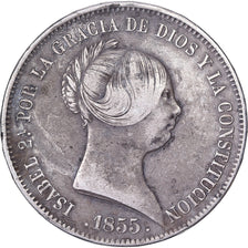 Spain, Isabel II, 20 Réales, 1855, Madrid, Silver, VF(30-35), KM:72.7