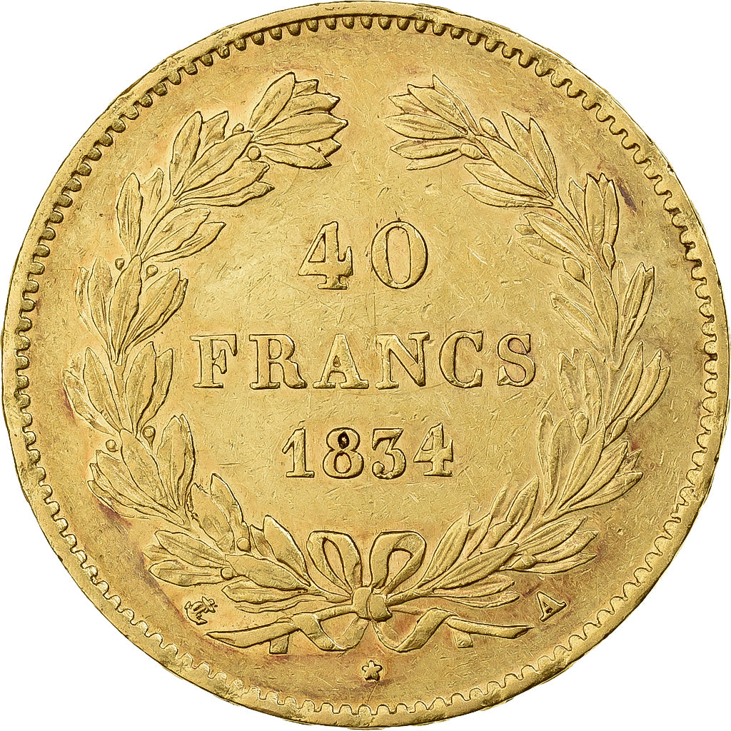 Münze, Frankreich, Louis-Philippe, 40 Francs, 1834, Paris, SS+, Gold, KM:747.1
