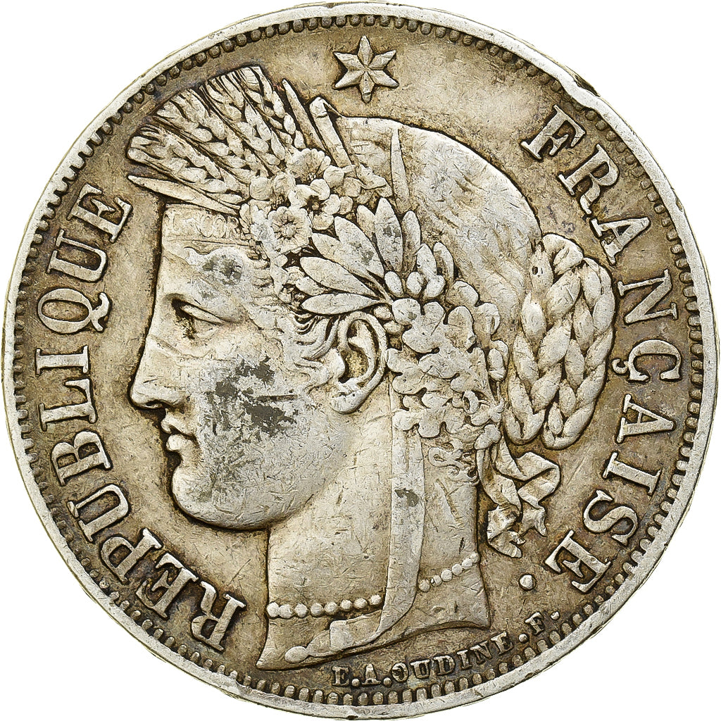 Francia, 5 Francs, Cérès, 1850, Strasbourg, Plata, MBC, Gadoury:719, KM:761.1