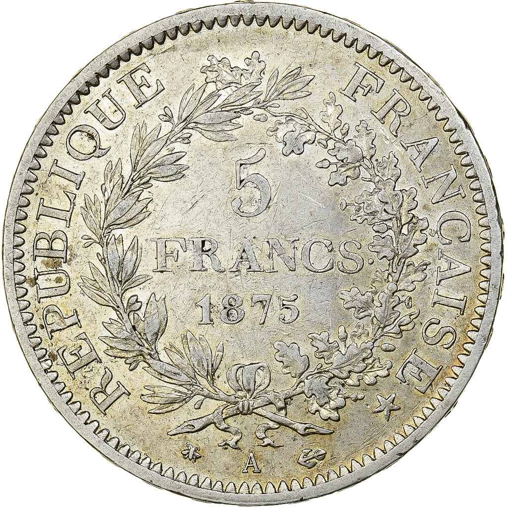France, Hercule, 5 Francs, 1875, Paris, TTB+, Argent, KM:820.1, Gadoury:745a