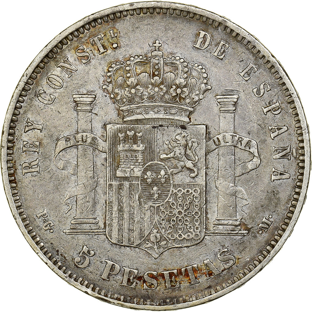 Moneta, Spagna, Alfonso XIII, 5 Pesetas, 1892, Madrid, MB+, Argento, KM:700