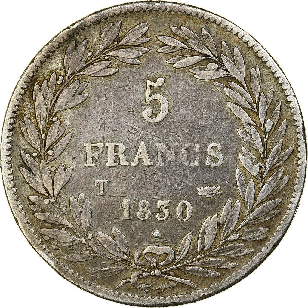 France, Louis-Philippe, 5 Francs, 1830, Nantes, VF(30-35), Silver, KM:735.12